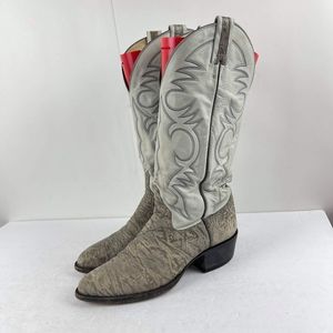 Larry Mahan Men's Eleph skin Gray leather western Boot US 8.5 Cowboy Boots